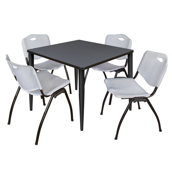 Regency Kahlo Square Table & Chair Sets, 36 W, 36 L, 29 H, Wood, Metal, Plastic Top, Grey TPL3636GYBK47GY - main